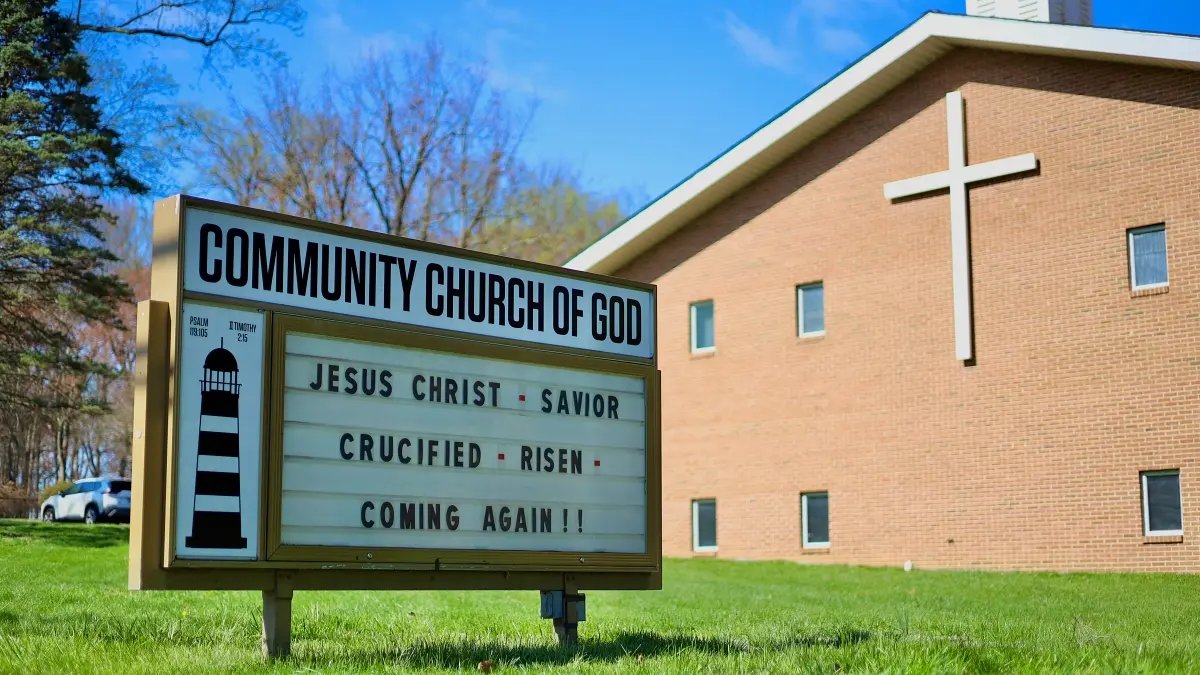 Church sign at entrance
